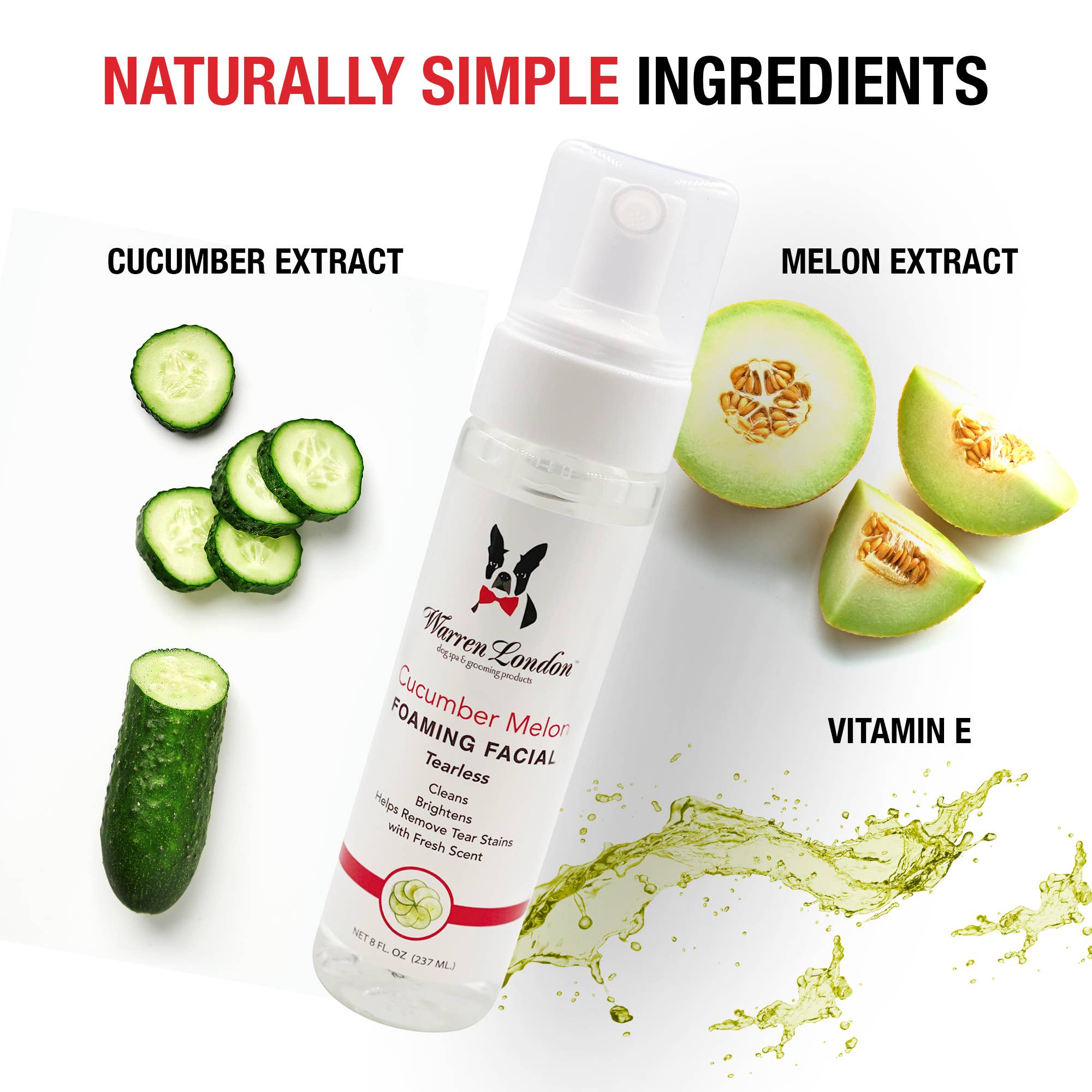 Tearless Shampoo for Dog Faces - Cucumber Melon - 2 Sizes: 8oz